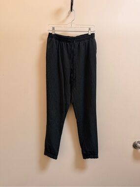 Forever 21 Black Pinstripe Elastic-Waist Women's Pants